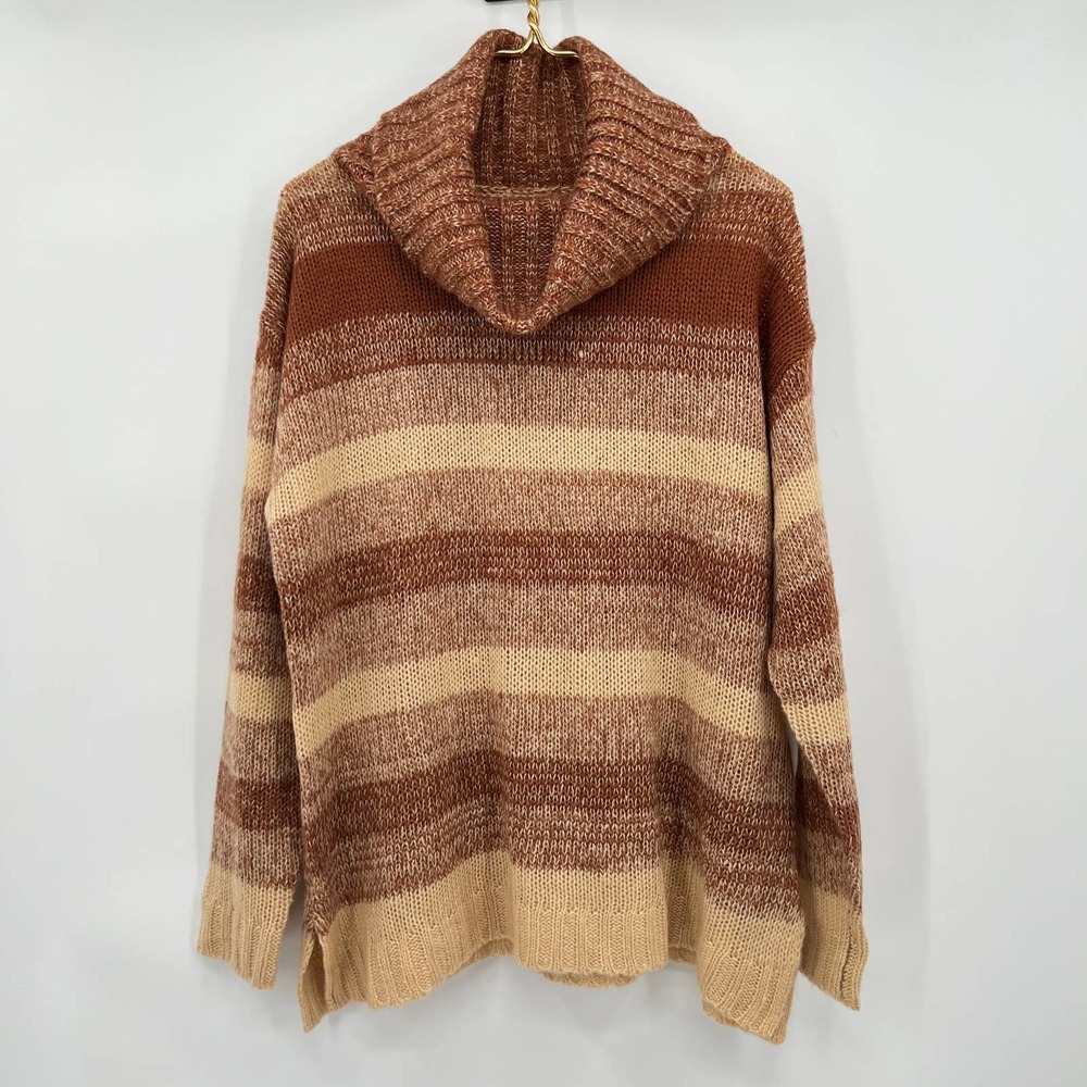 Wrangler Brown and Tan Striped Cowl Neck Sweater